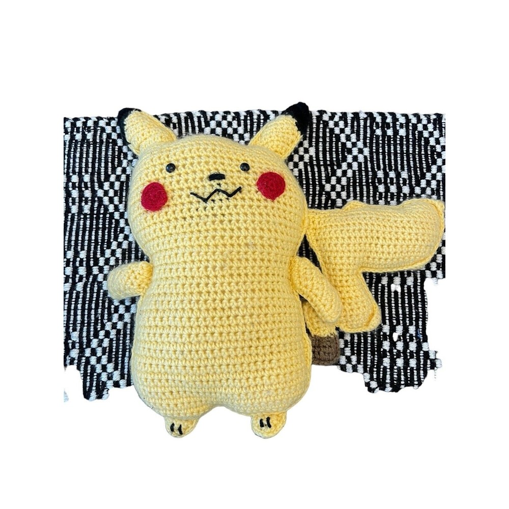 Unique Hand Crocheted Pikachu Plush Stuffed Toy